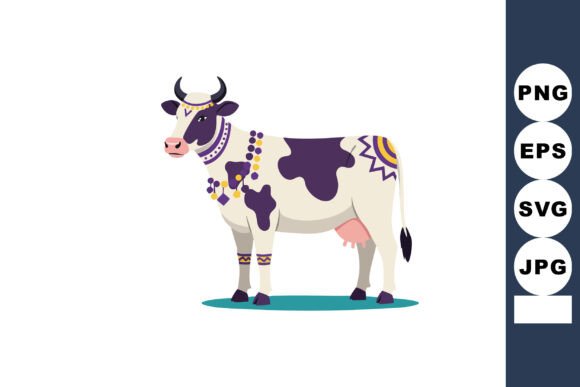 A Designer's Guide to the Cow with Decorative Purple and Yellow Pa