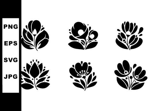 Black Floral Decorative Elements Vector