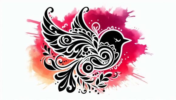 Decorative Bird Motif: Digital Illustrations for Creative Projects