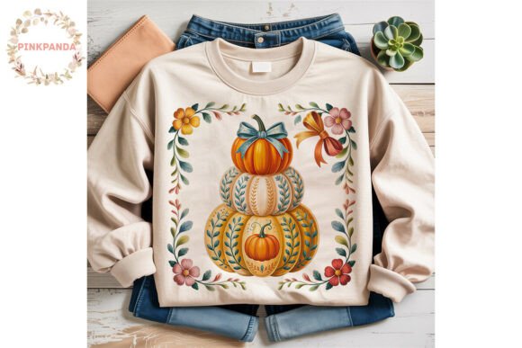 Decorative Floral Pumpkin Stack PNG: Elevate Your Autumn Designs