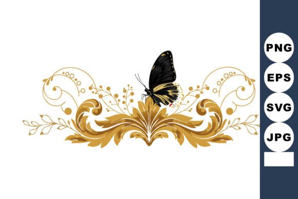 Decorative Golden Floral Ornament with B: A Graceful Design Asset