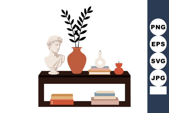 Decorative Shelf with Classical Bust Statue: A Study in Curated Elegance