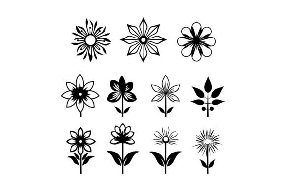 Elevate Your Designs with Decorative Flower Icon Silhouette