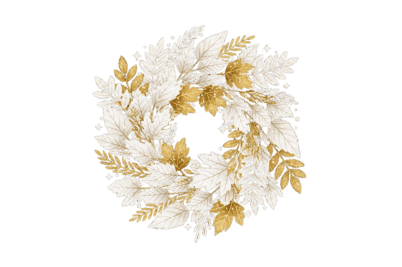 Golden White Decorative Wreath: Festive Typography