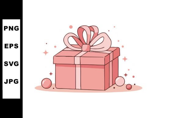 Pink Gift Box with Ribbon and Decorative: A Festive Design Asset