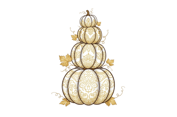 White Gold Decorative Pumpkin Tower: A Festive Display Typeface