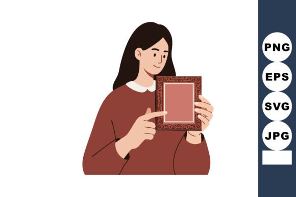 Woman Holding and Pointing at Decorative: A Design Asset for Calm Branding